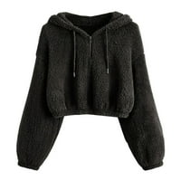 Яке от руно за жени тийнейджърки половин цип кадифено плюшено топла суитчър с качулка пуловер изрязана риза зима