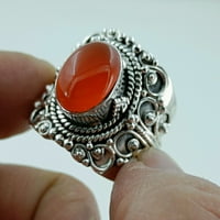 Navya Craft Carnelian Oval Sterling Silver Handmade Create Cocktail Women Ring Size 10.0