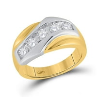 14K жълто злато кръгъл диамант 5-каменна лента пръстен cttw