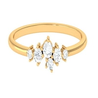 Дамски 0. CT Natural Diamond Promise Ring, кръгъл диамантен минимален пръстен, априлски пръстен за раждане, 14K жълто злато, САЩ 12.50