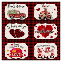 Eguiwyn Day Valentine Day Placemat Red Lattice Love Truck Pattern Western Placemat Castlecloth One Size