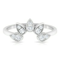 Rosec Jewels CT Diamond Crown Ring за жени, диамантен пръстен на Enhancer за нея, априлски бижута за раждане, 14K бяло злато, САЩ 9.50