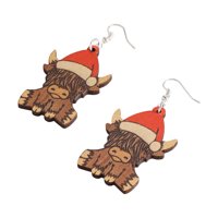 Vigorbear Christmas Dangle Sibrings Жени и тийнейджърки сладки обеци с капка с крава с крави