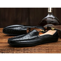 Wootbling Men Premium истинско кожени ежедневни приплъзвания на мокасини дишащи шофьорски обувки модни чехли размер 5.5-10. Черно-10.5
