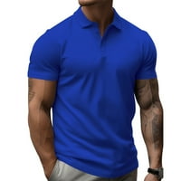 Мъжки ризи Мъжки голф риза Небрежни спортове V Врат оребрена яка с къс ръкав Мода ежедневни плътни цветове обикновена пролет и лято редовно прилепване на синьо s