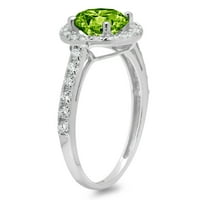 2. CT Brilliant Round Cut Clear Simulated Diamond 18K White Gold Halo Solitaire с акценти пръстен SZ 6.75