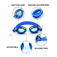 Очилата за плуване на топкоби за деца, без изтичане на чаши за плуване срещу мъгла за деца, сини водоустойчиви UV защита за плуване Гогели с шапка за плуване + чанта з?