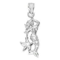 Сребърна сребърна русалка Очарование висулка, Подаръци за бижута за жени, митологичен подарък за бижута за нея с 20 верига