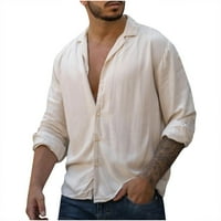Атлетична мъжка суитчър, мъжки дом реколта чист цвят ежедневен бутон за бельо плътна риза върхове блуза клирънс