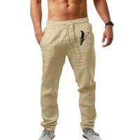 Мъжки товарни панталони отпечатани ленени джобни дантелени панталони за мъже за мъже