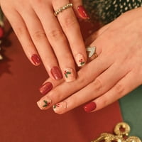 Dianhelloya Nail Art Consusts Fau Nails Лесно отстраняване Коледно дълготрайно различни цветове Декорация Арт за нокти за многократна употреба на пълна покривка Фалшив нокът за жени