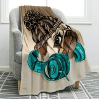 Забавен мопс куче одеяло карикатура гладка мека печат хвърляне на одеяло за диван стол легло офис пътуване към къмпинг за подаръци за рожден ден