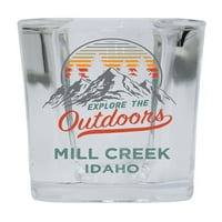 Mill Creek Idaho Разгледайте на открито сувенир квадратна база алкохол изстрел 4-пакет