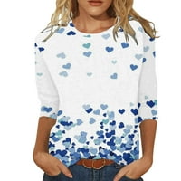 Дамски модел на Свети Валентин отпечатани три четвърт ръкав кръгла шия горна тениска блуза блуза