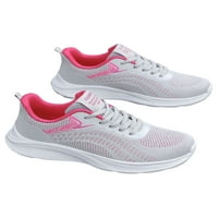 Welliumy дамски атлетични обувки дантела маратонки мрежести обувки за ходене обувки за обувки фитнес комфорт дишащо сиво червено 4.5