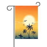 Поп създаване на палмово градинско флаг Лятен океан морски залез на открито домашно парти