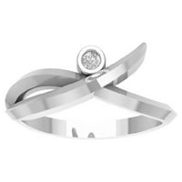 Арая Стерлинг Сребърен диамантен байпасен пръстен, размер 9