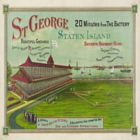 Печат: Сейнт Джордж, остров Стейтън, на минути от батерията, 1886 г.