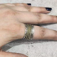 Забит лента за спинери, медитационен пръстен, сребърен пръстен на стерлинги, въртящ се пръстен на палеца, пръстен с два тона, пръстен за джаджи, ръчно изработени бижута, коледни окислени, женски лентен пръстен,