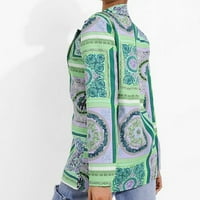 Symoid Womens Coats & Jackets- Разхлабена ежедневна модна отпечатана дълъг ръкав кокетно палто от палто зелено l