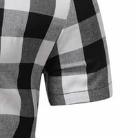 Cllios Мъжки карирани ризи за ревера мода редовен бутон за приспособяване надолу тениски Лятна кратка ръкав тройник ежедневни блузи блузи