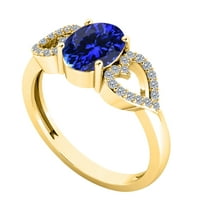 Aonejewelry 1. Карат овална форма Tanzanite & Diamond Gemstone Ring в 10K жълто злато