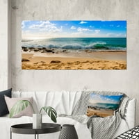 Art DesignArt Сини вълни, разбиващи се на тропическия плаж Морско и крайбрежно платно от печат на стена.