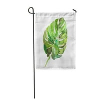 Зелен тропически акварелен палмов лист акварел Deliciosa Exotic Monstera Резюме градински флаг Декоративен флаг къща Банер