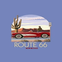 Ню Мексико, път 66, класическа кола с червени скали, контур