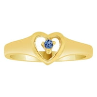 14k жълто злато, класически сърдечен пръстен създаден цвят CZ синтетичен сеп роден камък