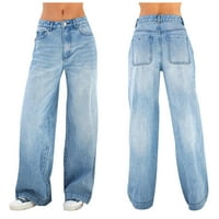 Haxmnou женски ежедневни гадже дънки с висок ръст дънкови панталони с джобни тъмносини xs