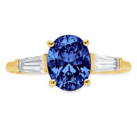 2.5ct овално нарязване на синьо симулиран танзанит 18k жълто злато годишнина годежен каменна пръстен размер 9.5