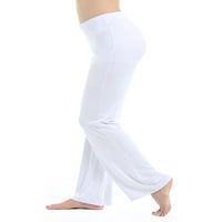 Дами йога панталони прави дъна на краката солидни цветни гамаши жени контролни панталони тренировки тренировки бяло 3xl