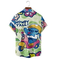 Хавайска риза с късо ръкав на Lilo & Stitch, джобни ризи, небрежни ризи за копче, деца възрастни лятна плажна риза
