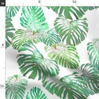 Памучна сатена покривка, 70 90 - Тропически чудовища листа хавайски лятно зелено растение плаж Ботанически печат Персонализиран спално бельо от лъжица