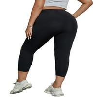 Колиша дами отпечатани деним гамаши с висока талия Капри Фалшиви дънки плюс размер поглед от печат йога панталон, който течащ извънгабаритни панталони тъмносин 5xl 5xl 5xl