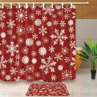 Зимна Коледа коледни снежинки и точки завеса за душ с пода килими за баня 15.7x 15.7x