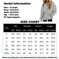 Lashall Женски ежедневен моден моден дълъг ръкав плътен цвят бутон пуловер Суичър Топ бял XL