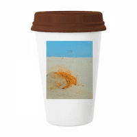 Ocean Sand Beach Orange Line Picture Mug Coffee Prishing Glass Грънчари Cerac Cup капак