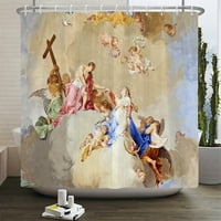 Европейски ретро стил Ангели душ завеси за баня завеса водоустойчива тъкан декор за вана 180* завеса за баня с куки