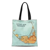 Платно тотална чанта Nantucket карта на остров Масачузетс щати Lantern Press Collection многократна чанта за чанта за раменни хранителни стоки за пазаруване