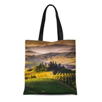 Платно тотална чанта Зелена маслина Тоскана Италия Пейзажно дърво Италианска пейзаж Тоскан за издръжливост за многократна употреба чанта за хранителни стоки рам?