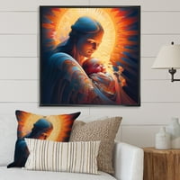 Art DesignArt Guardian Angel, обхващащ бебето I Религиозна жена в рамка на стенни щампи в. Широко. Високо - злато