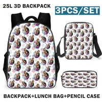 Fozen Princes Elsa Anna Backpack + Изолирана чанта за обяд + калъф за молив, подарък за Хелоуин за замразени фен момичета