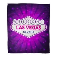 Flannel хвърляне на одеяло Лас Вегас Казино знак Неонов билборд Добре дошли Невада мек за диван и диван