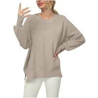 Simplmasygeni Clearance Trendy пуловери с дълъг ръкав за жени плюс размер женски модни дълги ръкави кръгла шия разхлабена пуловер върхове блуза плетен пуловер