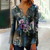 Дами флорални печатни ръкави блузи с v-образно деколте с къс ръкав с тениска лятна ежедневна туника върхове fragarn