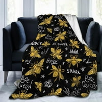 Nosbei Hohey Bee Golden Thruad Bendle Flightleight Flannel Fleece Handles Топли и уютни хвърляния за зимно спално бельо и диван 50 x40 за деца възрастни