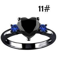 Wozhidaoke пръстени за жени Европейски и американски сърдечен пръстен с електроплащане с черна ръка бижута подаръци за рожден ден за жени