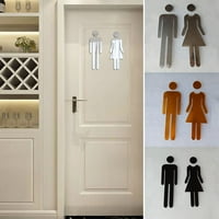 Yannee чифт самозалепващи се акрилни мъже и жена WC знак за врата Стикер Стикер Стикер Стикер Тоалетна Табел Баня - тоалетни стикери сребро